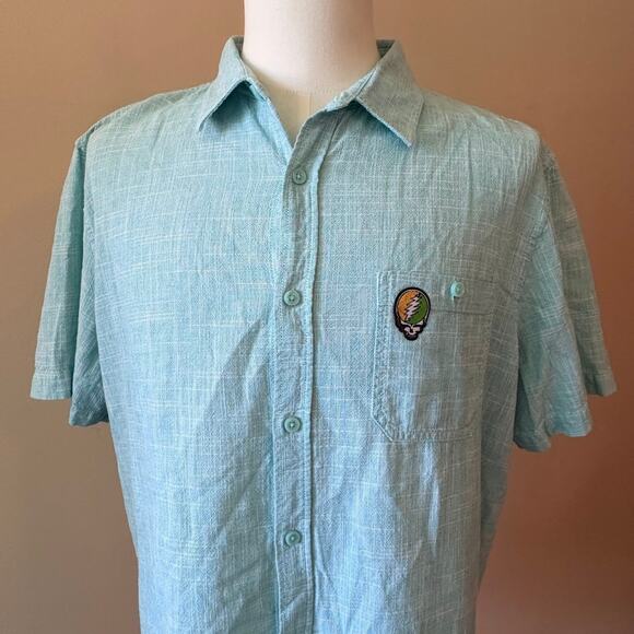 Grateful Dead Steal Your Face LIVERGY 100% Cotton Button Down Shirt (2XL) - Picture 2 of 6